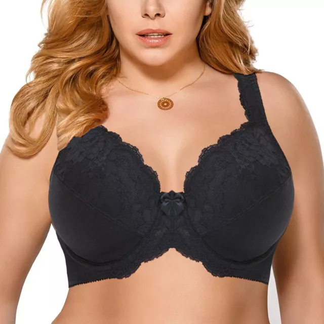 AU SIZE 10-30 C D E F G GG H Women's Full Coverage Underwire Lace Minimizer Bra