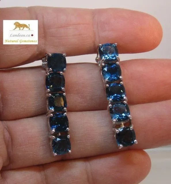 5 ct natural gems london blue topaz dangle gold on sterling silver earrings