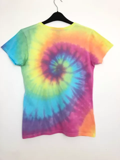 Hand Dyed Retro Spiral Tie Dye Women T Shirt Festival Beach Summer Unique UK M 2