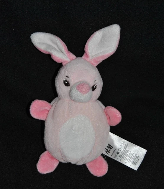 Peluche Doudou Lapin Rose Blanc H&M H et M  HM 20 Cm Etat NEUF