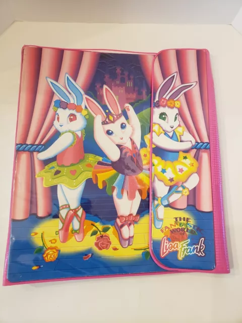 Vintage Lisa Frank Dancing Ballerina Bunnies 3 Ring Binder Tri-Fold