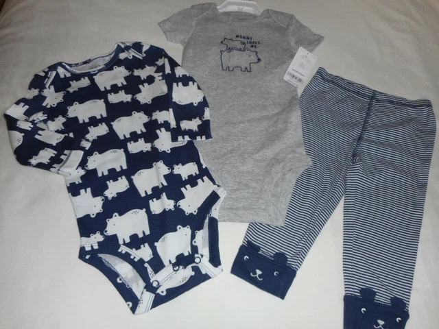 Carters 3-Piece Polar Bear Outfit Clothes - Infant Baby Boy Size 9 Months - New