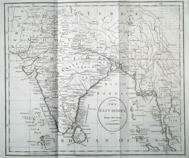 John Cary East Indies India Siam Bengal Pegu Myanmar Ceylon Antique Map 1782