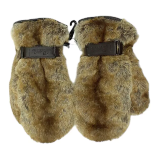 Barts Womens Brown Faux Fur Winter Mittens | Vintage Designer Gloves VTG