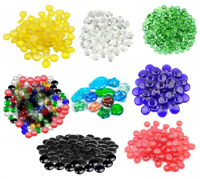 Glass Pebbles Beads Button Vase Wedding Mosaic Decorative Garden  70-170PCS UK