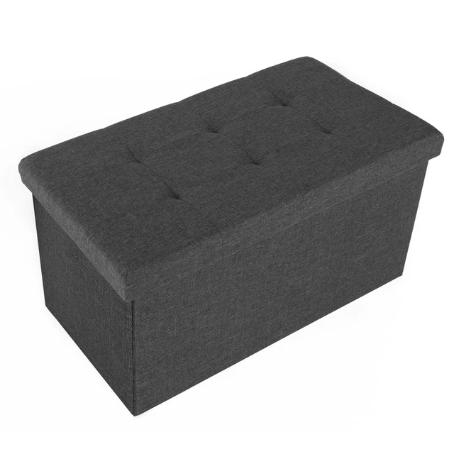 Seville Classics Foldable Storage Bench Ottoman Non-Woven Polyester, Charcoal Gr