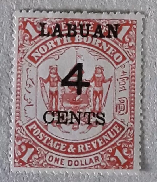 NORTH BORNEO Labuan 1899 SG110 4c on $1 p14 MM