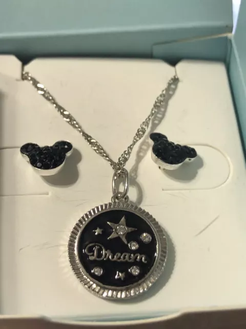 Origami Owl Disney Mickey Mouse Sparkle Stud Earrings & Dream Necklace 2