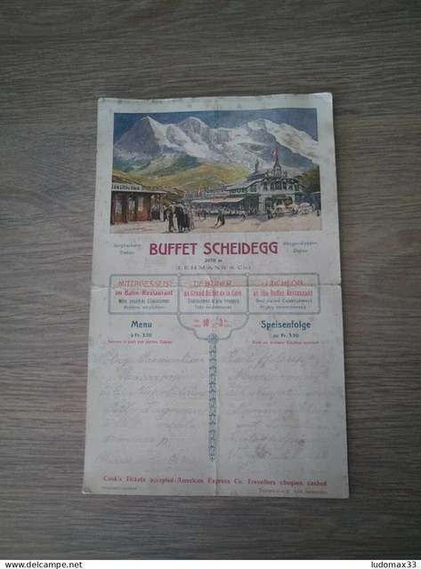 Suisse Menu Jungfraubahn-Station Restaurant SCHEIDEGG