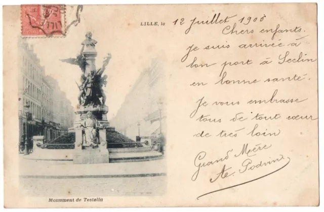 CPA 59 - LILLE (Nord) - Monument de Testelin - Dos non divisé