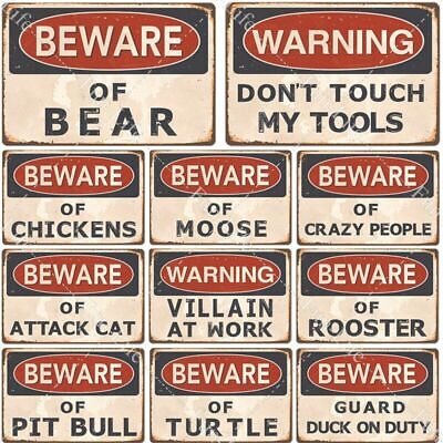 Vintage Poster Retro Tin Sign Plate Metal Danger Beware Warning Wall Plaque