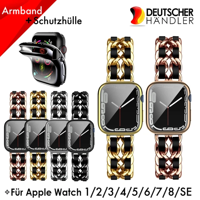 Edelstahl Armband Mit Schutzhülle Für Apple Watch 38/40/41/42/44/45/49 Luxus