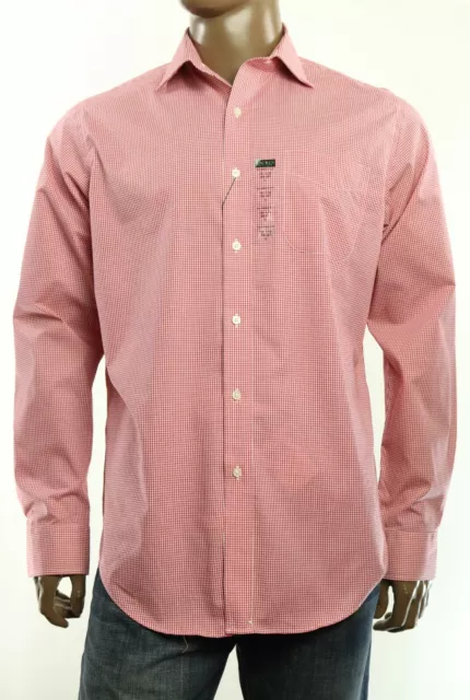New Mens Polo Ralph Lauren Red White Checks Ultraflex Dress Shirt 16 1/2 36/37