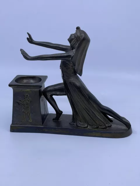 L V Aronson Ronson 1924 Art Deco Egyptian Revival Pot Metal Incense Burner Rare