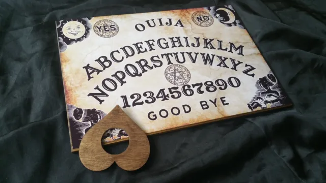 Wooden Ouija Board Game Classic Pentagram & Planchette Instruction