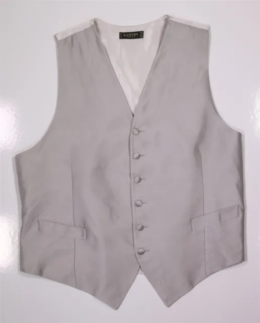 Lanvin Paris Made in France Silver Gray Silk Formal Vest Gilet Eu 60 - US 50/XXL