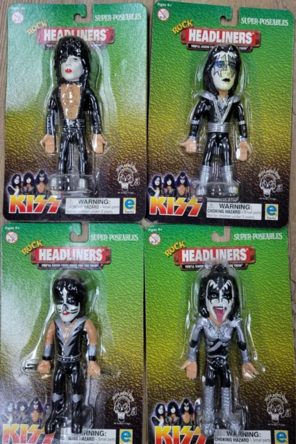 KISS Super Poseables 5" Figures Set Rock Headliners *SEALED* ACE GENE PAUL PETER