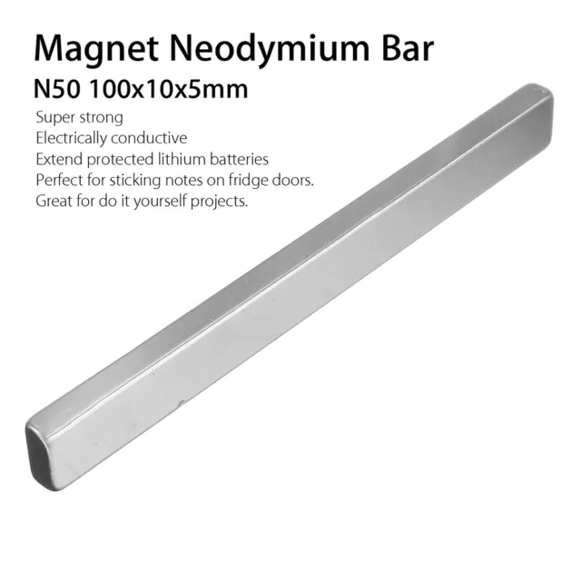 N50 Long Cuboid Block Bar Super Strong Rare Earth Neodymium Magnet 100x10x5mm 2