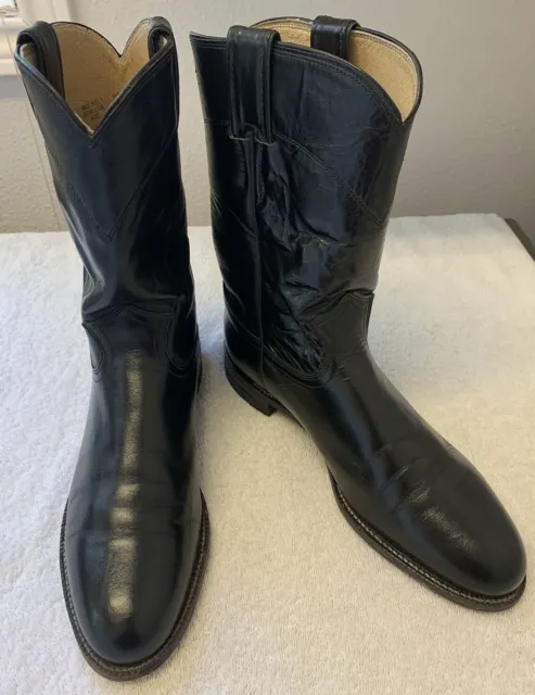 Justin Cora Leather 10” Roper Boots Womens Size 9.5 B Black L3703