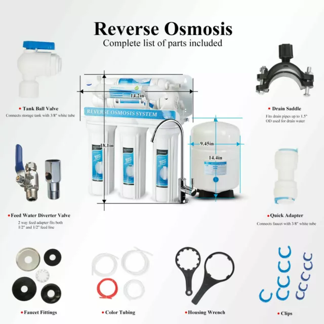 6 Stage Reverse Osmosis RO Drinking Water System with Alkaline pH+ Filter 75GPD 3