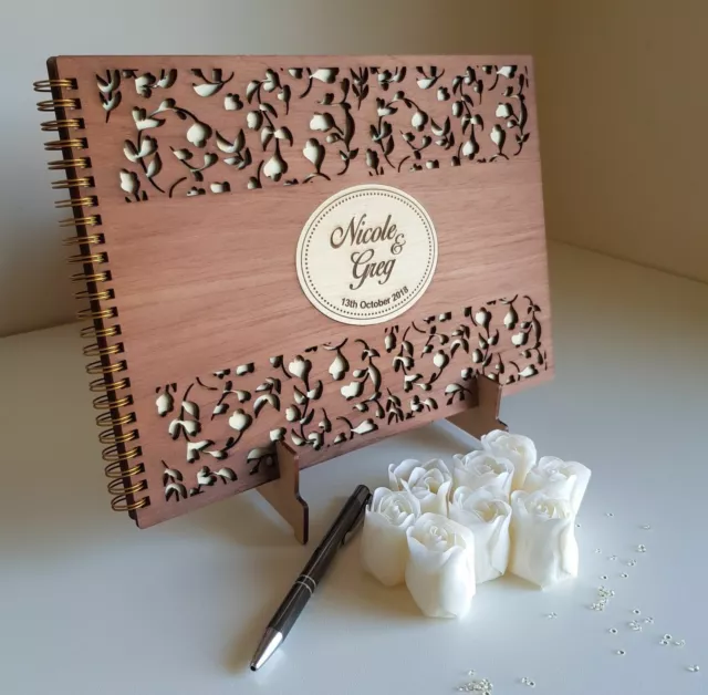 Wedding Guest Book | PERSONALISED | wooden timber | A5 Deluxe | Engagement gift