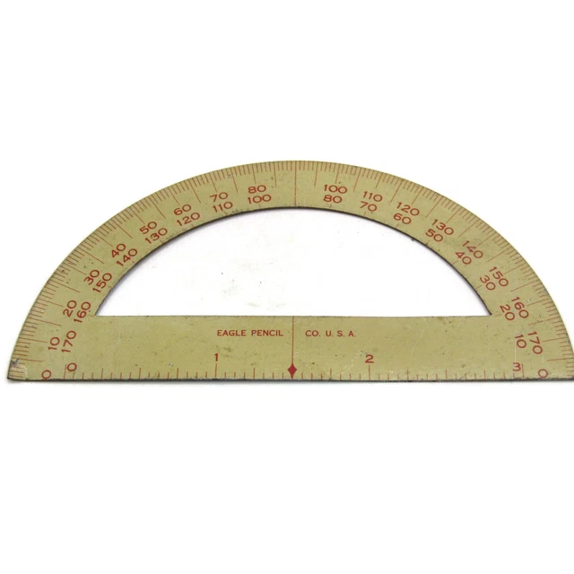 Antique Protractor Ruler VINTAGE METAL PROTRACTOR Ruler Tool by Eagle Pencil Made in USA $12.00 ...