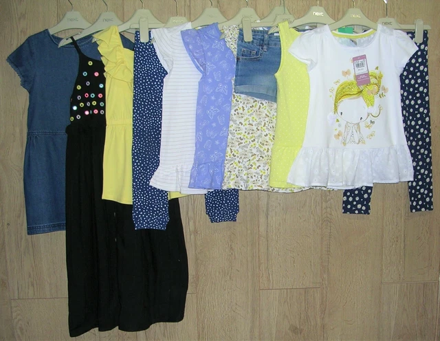 NEXT M&S TU etc Girls Yellow Summer Bundle Tops Shorts Dress Some NEW Age 4-5