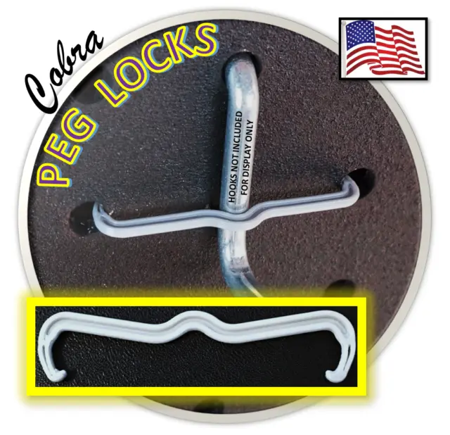 96pc PEGBOARD PEG LOCKS. Clips retain hook in place. 1/4 & 1/8 garage org pegitz