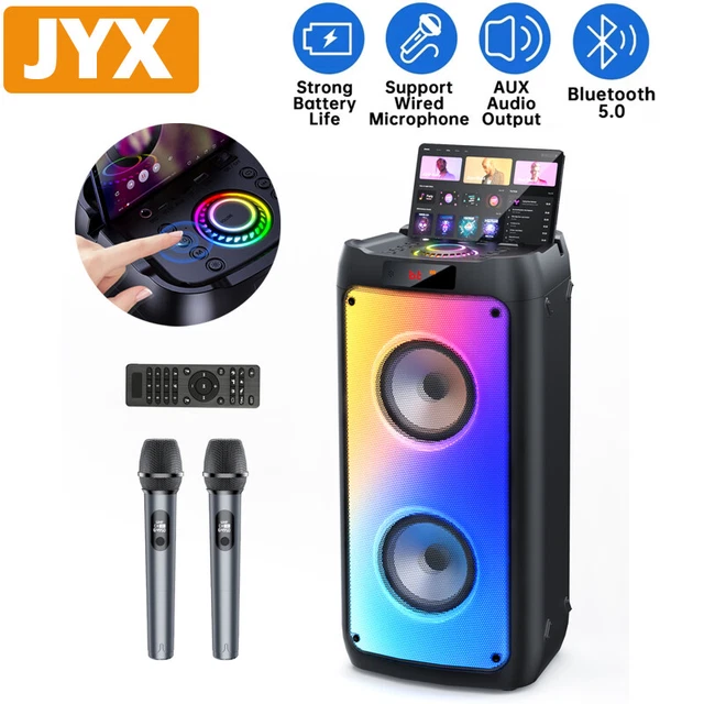 JYX KARAOKE MACHINE with 2 Wireless Microphones, Portable Bluetooth ...