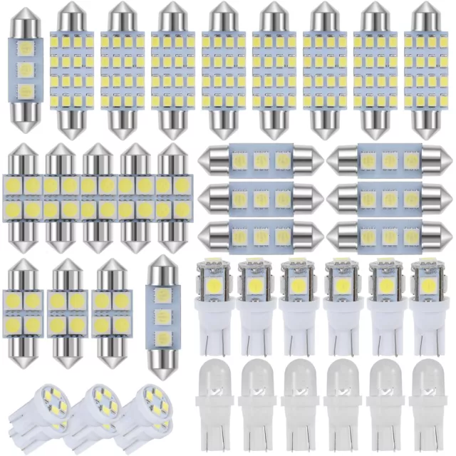 42x Car Interior LED Lights Package Kits for Dome Map License Plate Lamp Bulbs`^