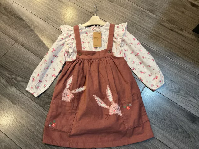 Next girls age 5-6 embroidered dress and shirt set BNWT