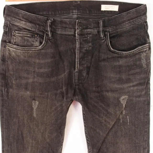 Mens AllSaints RAVELINE CIGARETTE Slim Skinny Stretch Gray Jeans W34 L32