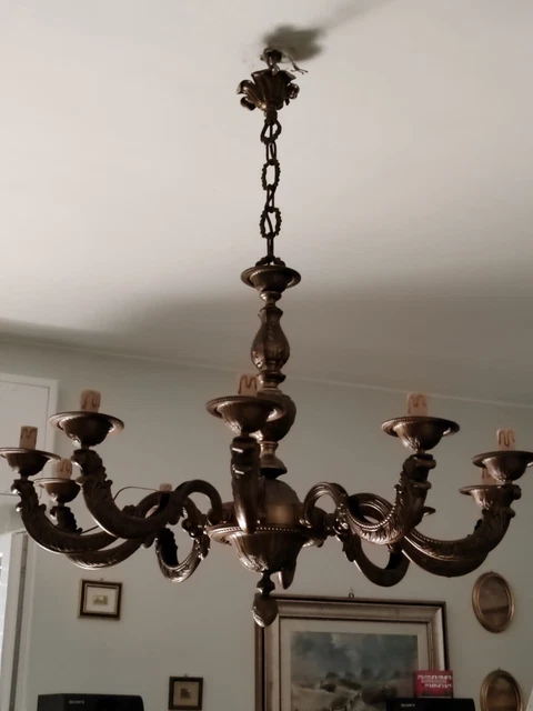 lampadario a sospensione in bronzo 10 luci