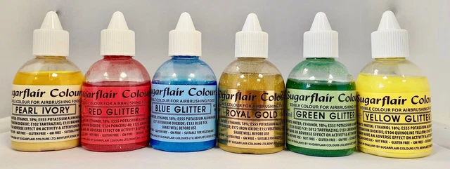 Set 6 Colori Glitter Aerografo Sugarflair - Scaduto Dicembre 2022