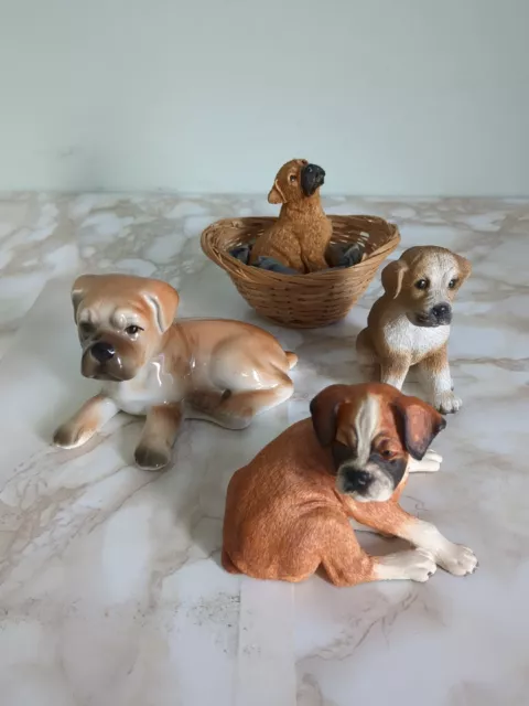 Boxer Dog Collectables Bundle. 4 Items Inc Bone China & Resin. Figurines Ceramic