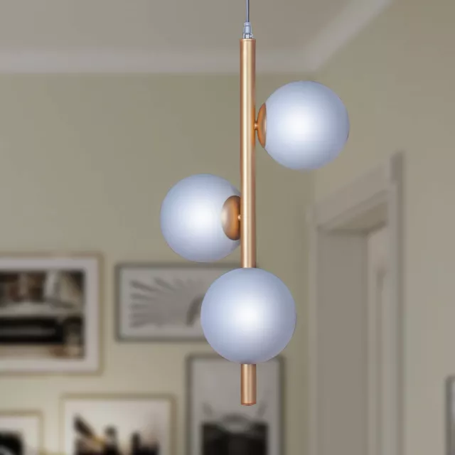 lampadario sospensione moderno 3 luci sfere vetro soffiato opaco modello BOLLE