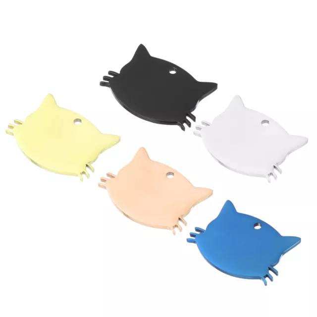 Metal Cat's Head Tags Stamping, 1.34"x0.98" Multicolored Blank Dog Tags DIY 5pcs