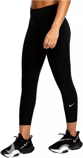 Nike Dri Fit Women's Small Crop Capri Athletic Leggings Black Pull On Yoga Pants