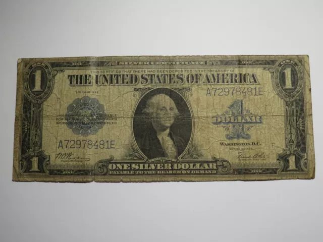 $1 1923 Silver Certificate Large Bank Note Bill Blue Seal One Dollar Good