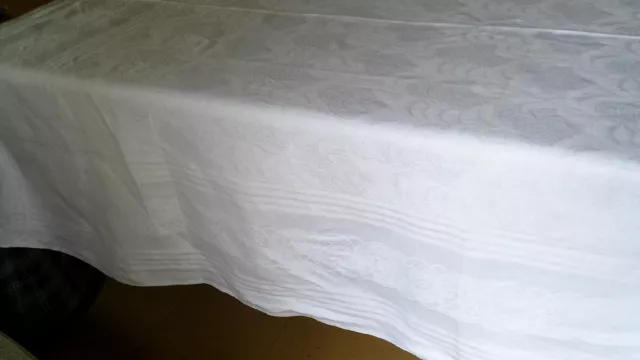 Vintage Irish Linen Damask Tablecloth - 66 X 86 Inches