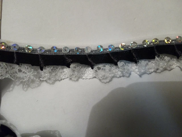 Garde décorative dentelle avec paillettes pour bord à coudre 20 mm noir - 5 mètres 2