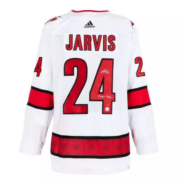 Seth Jarvis Carolina Hurricanes Signed & Dated 1st Goal adidas Jersey /24