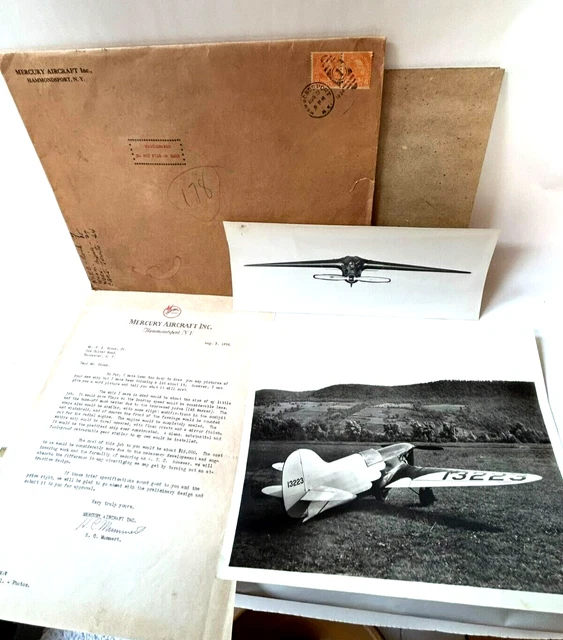 Mercury Aircraft Inc. 1932 S-1 C/N 52 Photo Harvey C Mummert Design Letter