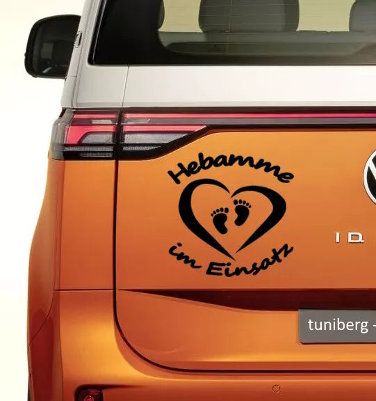 AUTO AUFKLEBER "Hebamme im Einsatz" Sticker Familie Geburtshelfer Logo
