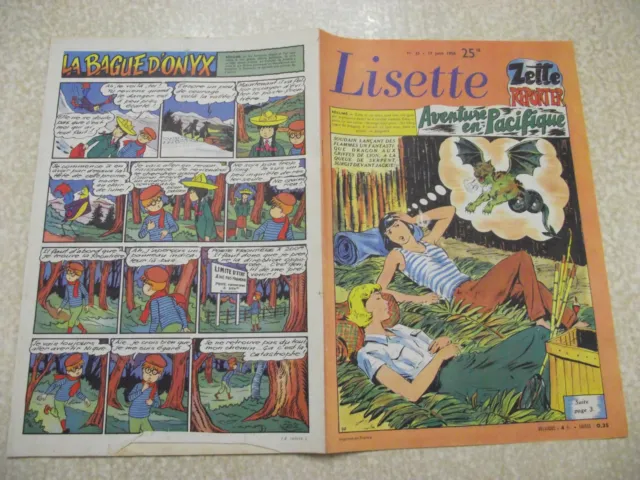 LISETTE n° 25 / 17 juin 1956 Zette Reporter Aventure en Pacifique