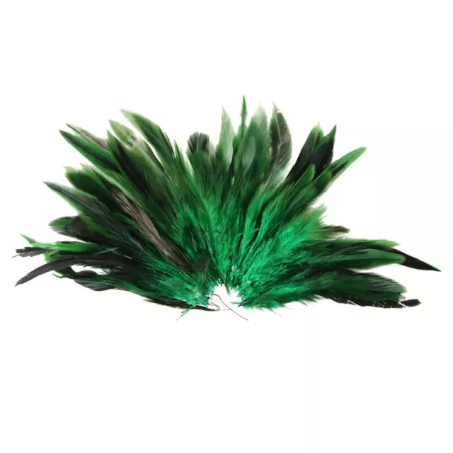 . 50pcs Dyed Decoration Rooster  Feather Green T6M33255
