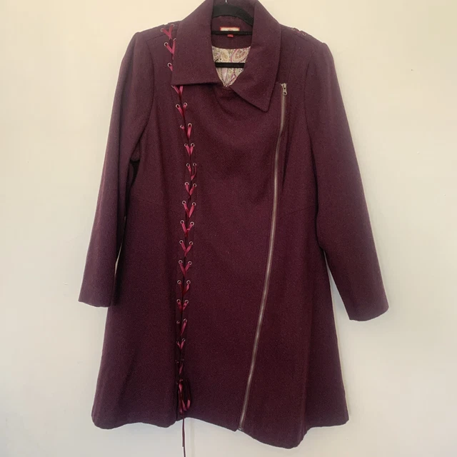 GORGEOUS JOE BROWNS Ladies Hooded Belted Coat In Mulberry Size 20 39.95 PicClick UK