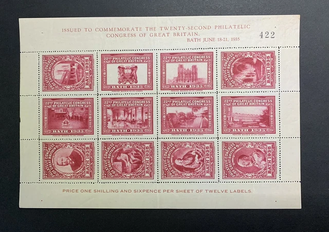GB Philatelistisches Kongressbad 1935 U/M Laken in rot