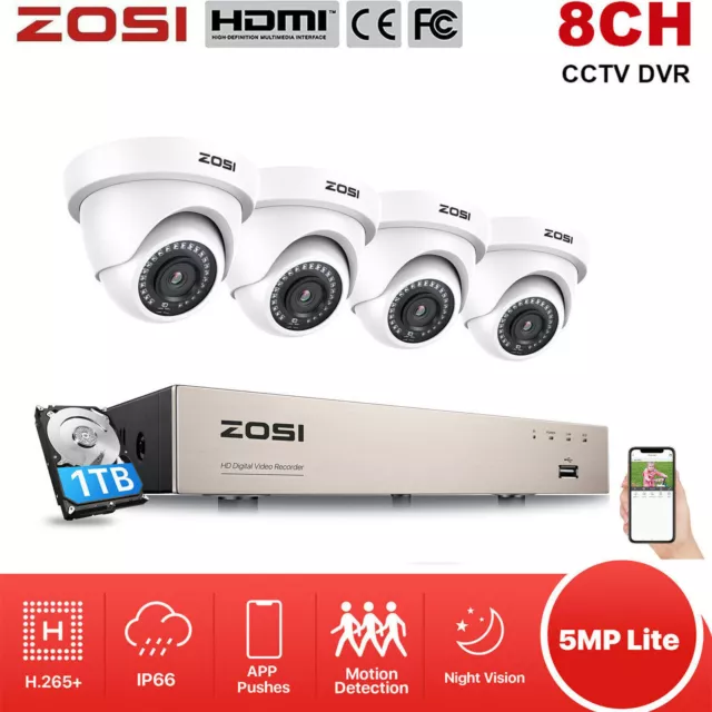 ZOSI 2MP Kit de Videovigilancia 8CH DVR 1080P Cámaras de Seguridad 1TB HDD CCTV