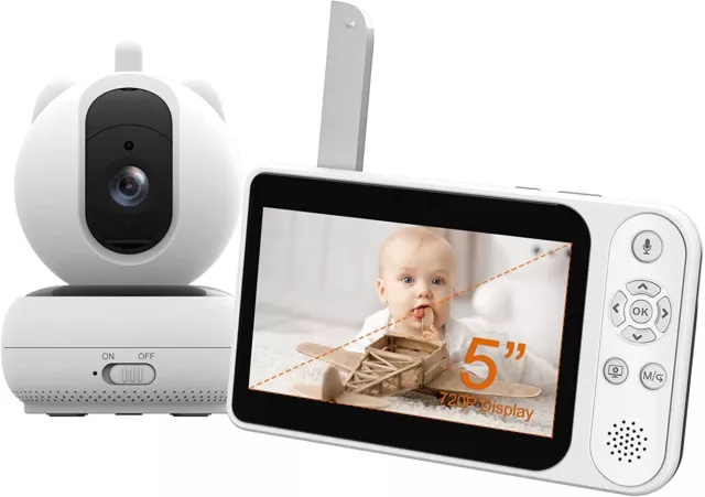 Baby Monitor With Camera and Night Vision, 5'' HD Wireless Video 300M Range, N2